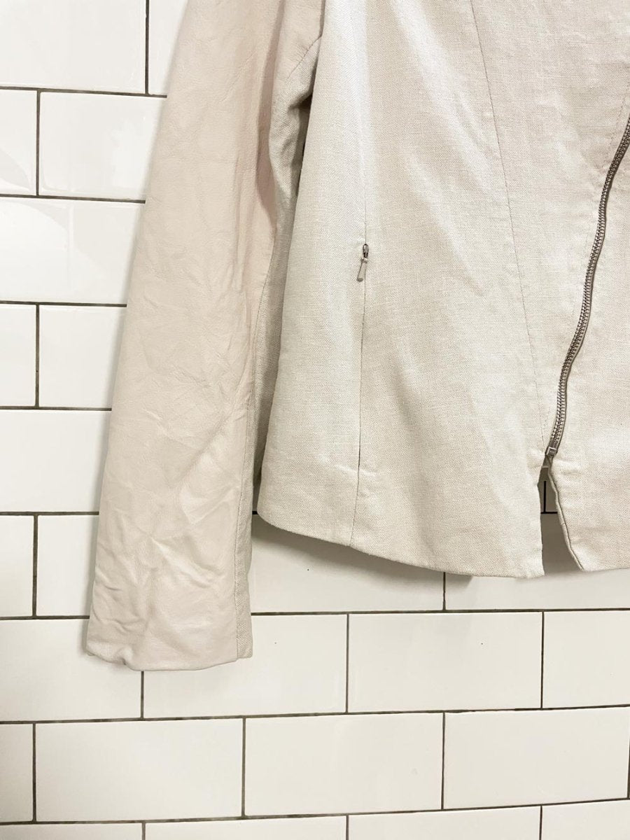 lamarque maude linen - blend butter leather jacket - good market thrift store