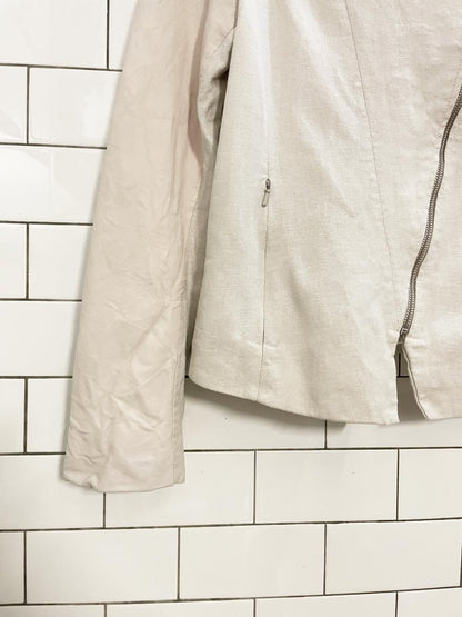 lamarque maude linen - blend butter leather jacket - good market thrift store