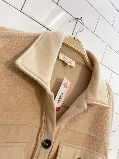 listicle oversized reverse fleece long shirt jacket - good market thrift store