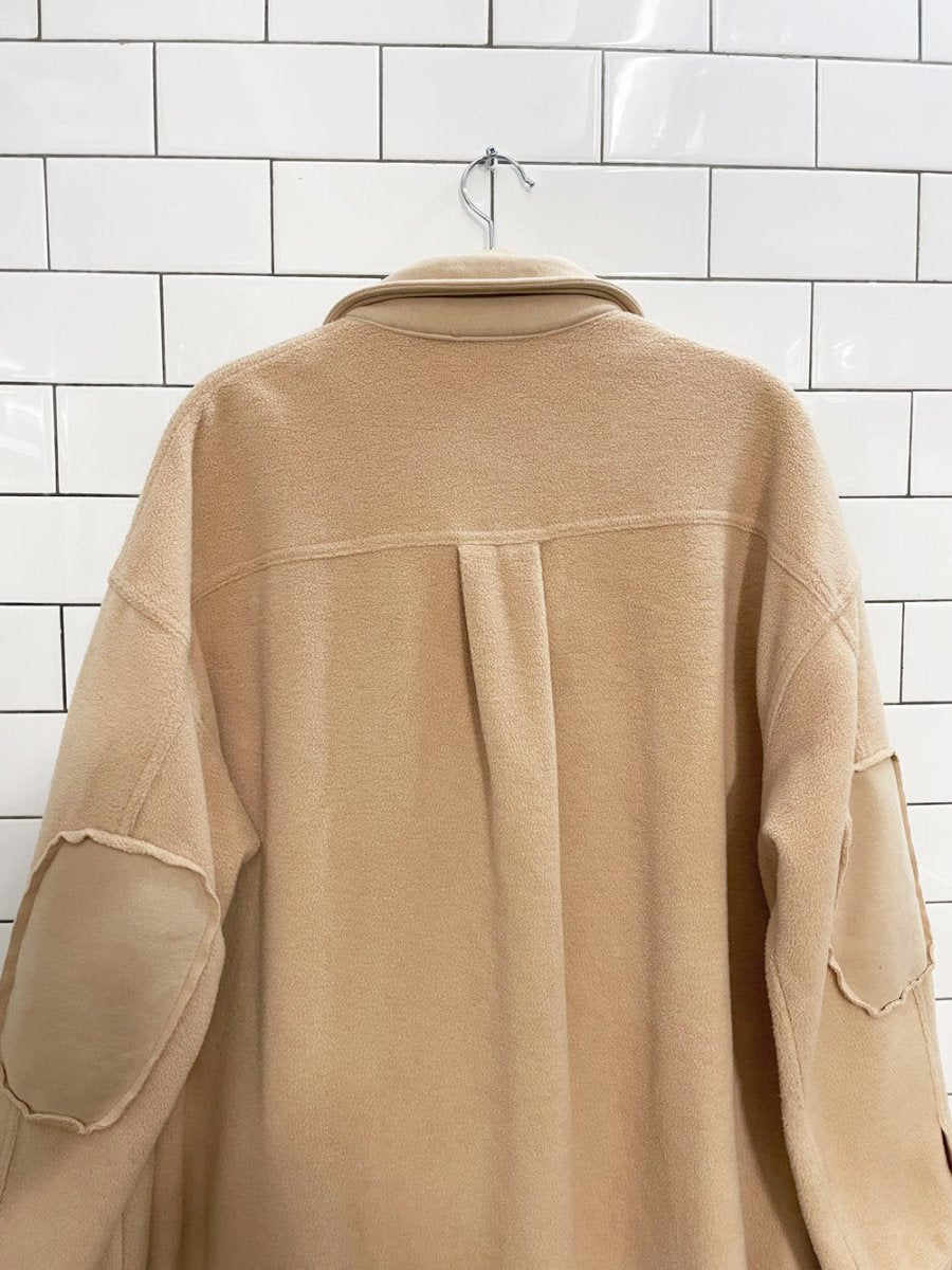 listicle oversized reverse fleece long shirt jacket - good market thrift store