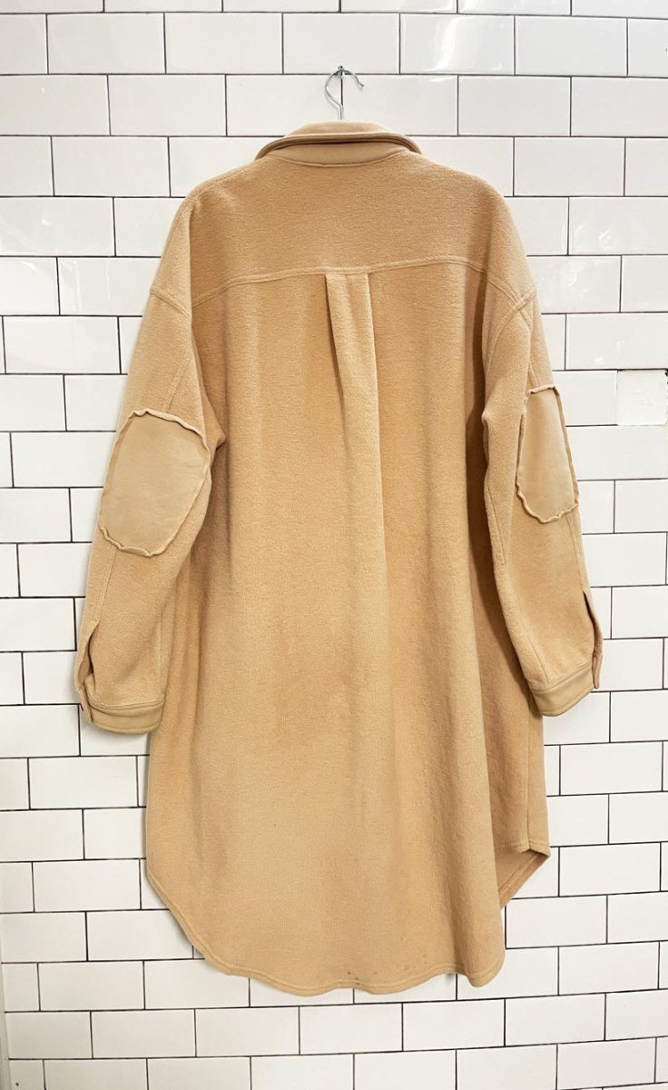 listicle oversized reverse fleece long shirt jacket - good market thrift store