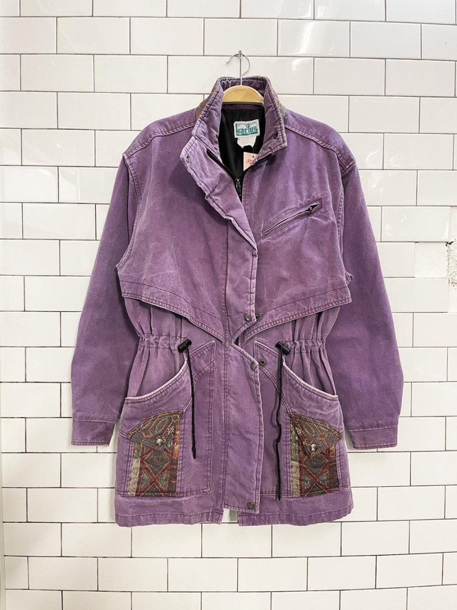 vintage 90s kactus southwestern trim denim jacket - good market thrift store