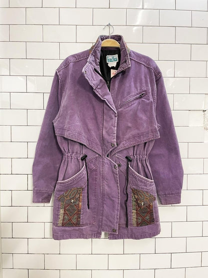 vintage 90s kactus southwestern trim denim jacket - good market thrift store