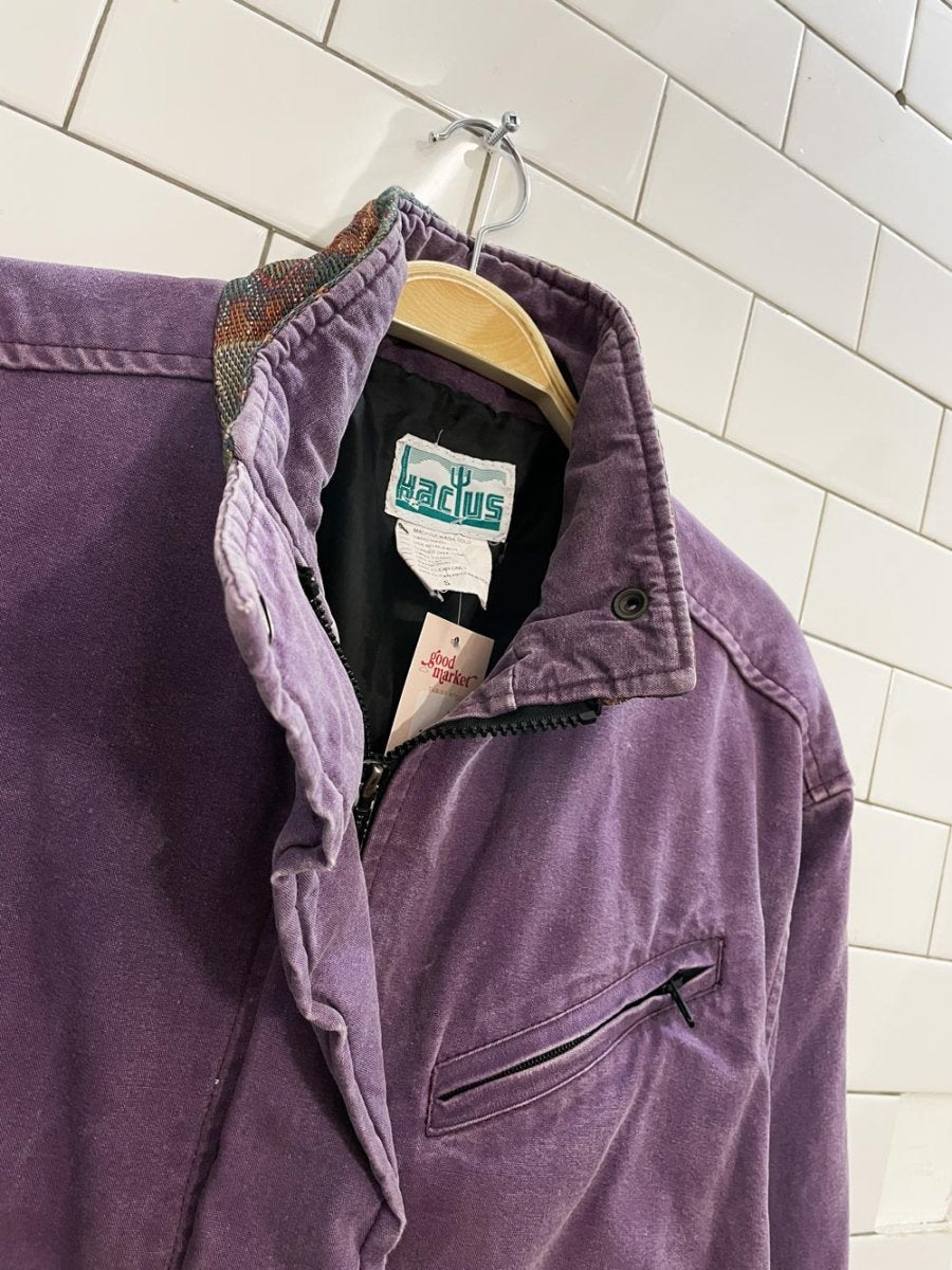 vintage 90s kactus southwestern trim denim jacket - good market thrift store