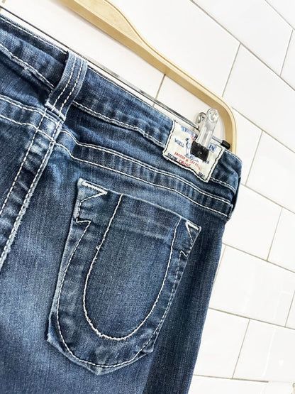 y2k true religion low rise slim straight stretch jeans | made in USA - good market thrift store