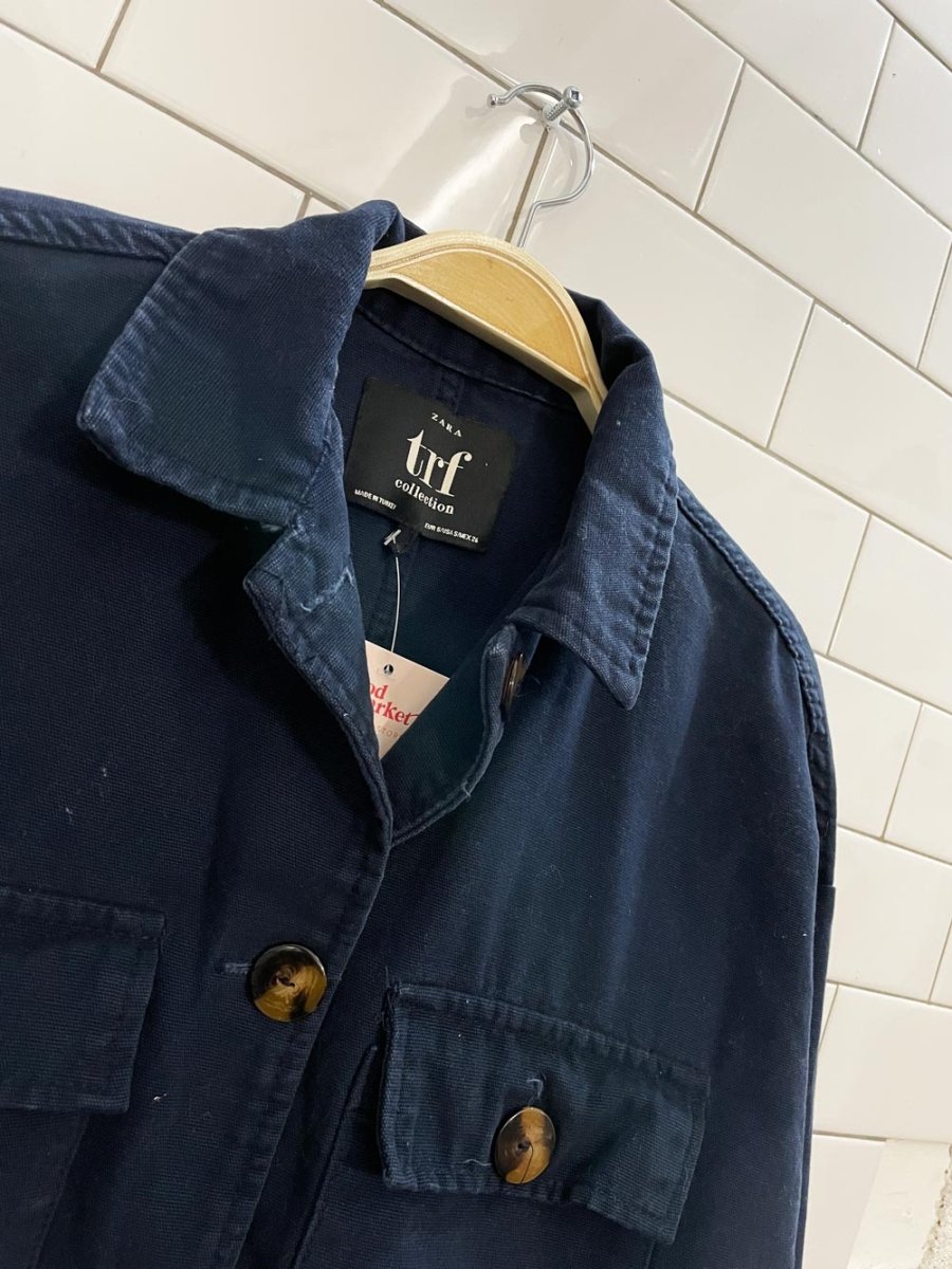 zara boxy crop drawstring hem twill jacket - good market thrift store