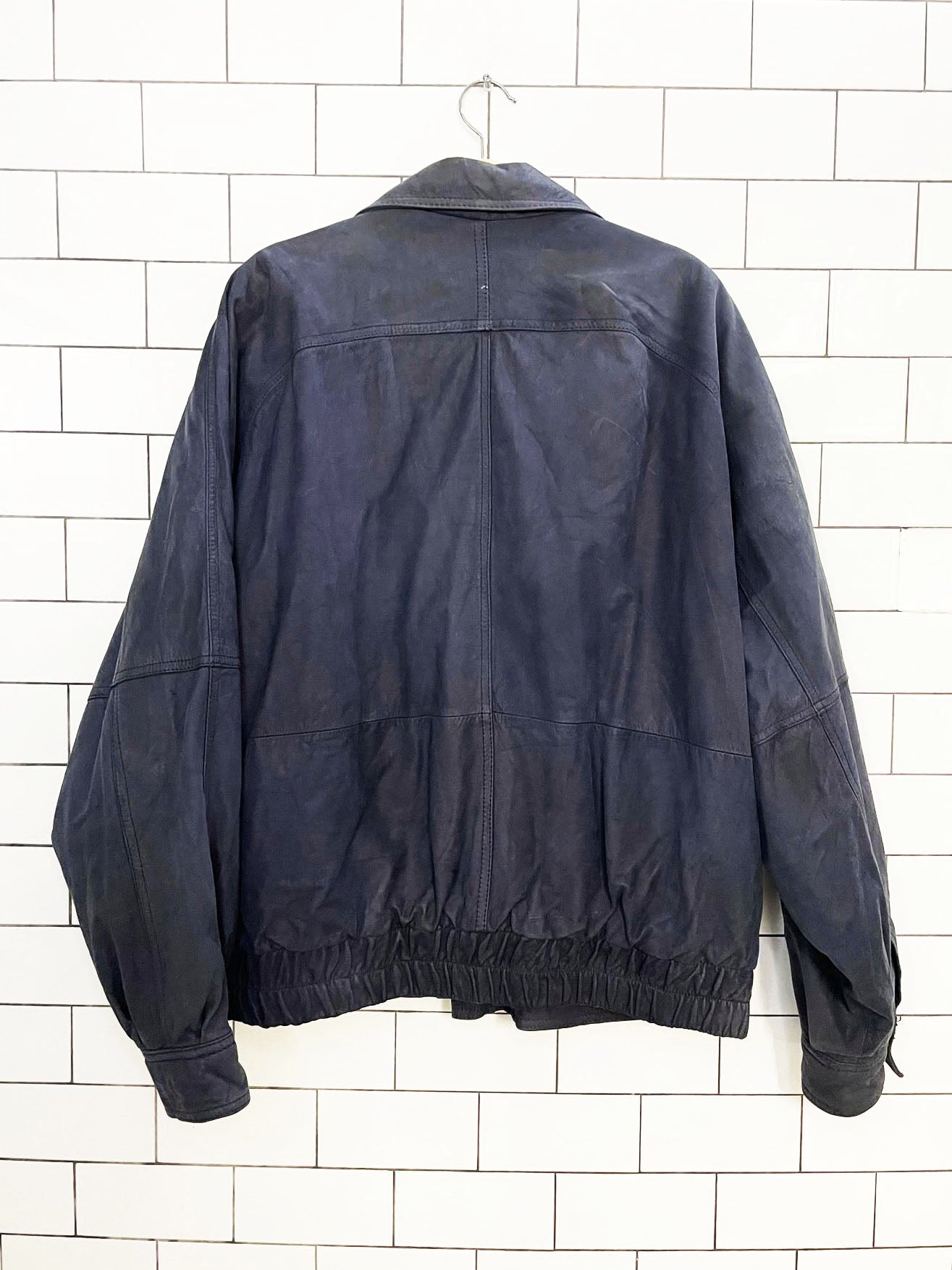 vintage 90s fluid nubuck leather bomber jacket