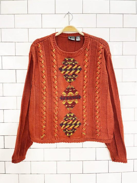 vintage 00s lizwear ramie - cotton chunky knit fall sweater | liz claiborne - good market thrift store