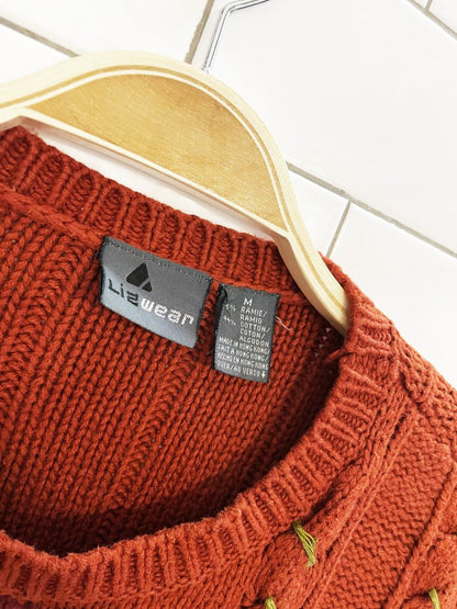 vintage 00s lizwear ramie - cotton chunky knit fall sweater | liz claiborne - good market thrift store