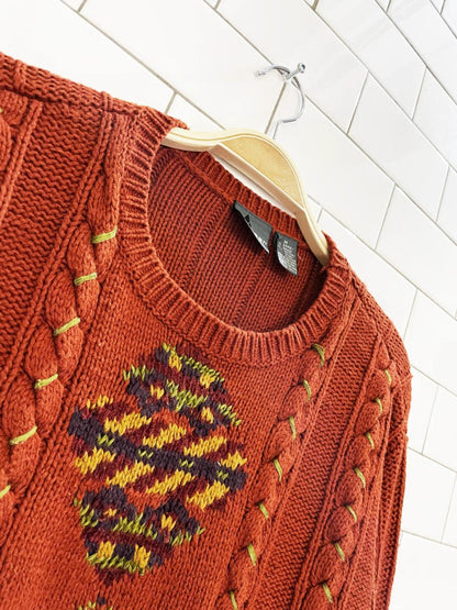 vintage 00s lizwear ramie - cotton chunky knit fall sweater | liz claiborne - good market thrift store