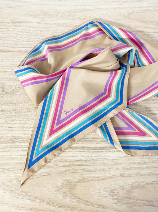vintage vera silk pastel stripe scarf - good market thrift store
