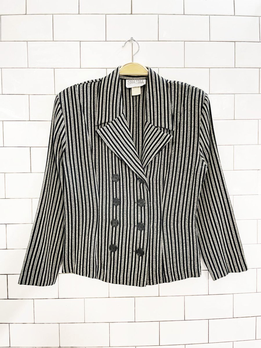 vintae 90s sha sha double breasted striped short blazer | made in USA - good market thrift store