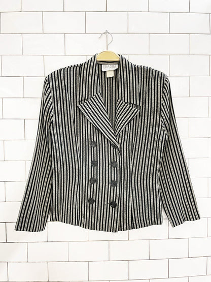 vintae 90s sha sha double breasted striped short blazer | made in USA - good market thrift store