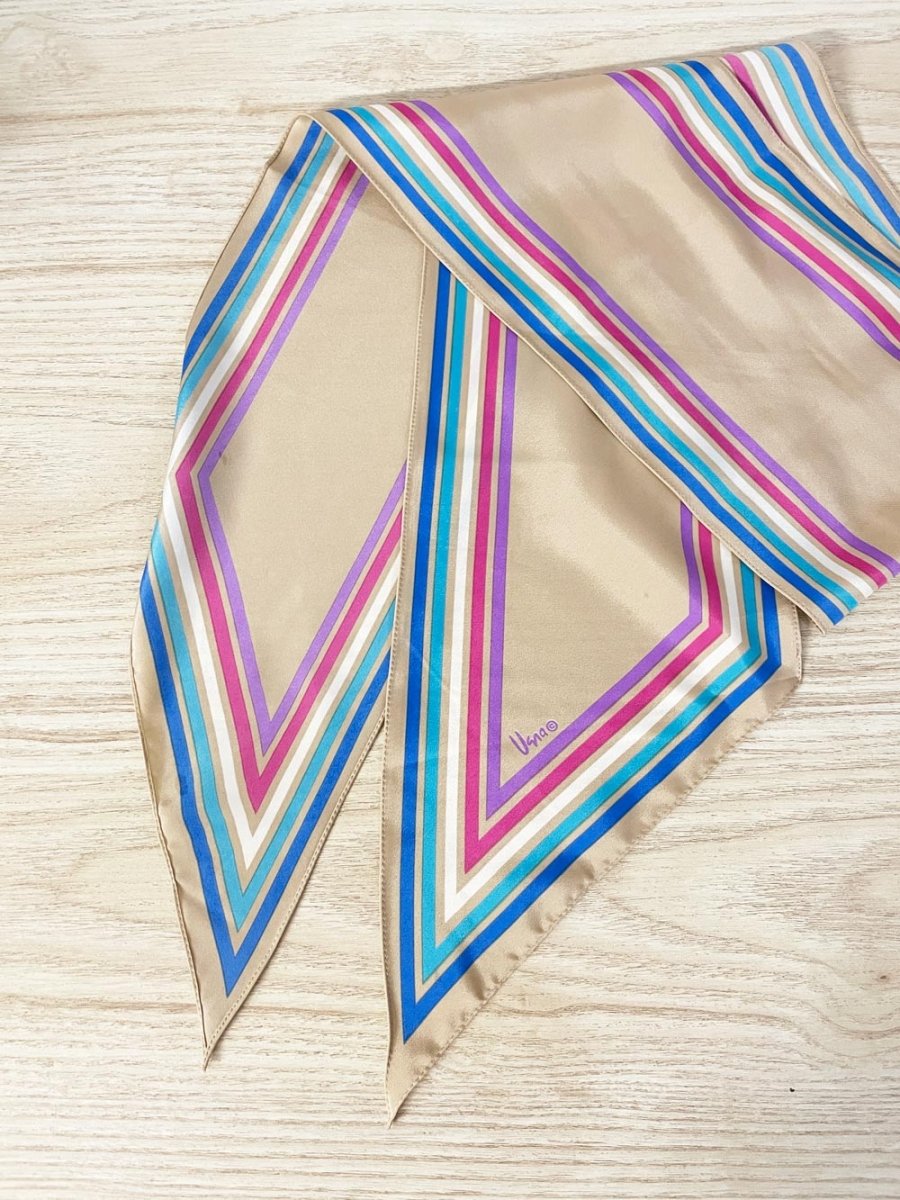 vintage vera silk pastel stripe scarf - good market thrift store