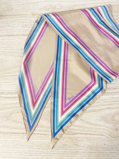 vintage vera silk pastel stripe scarf - good market thrift store