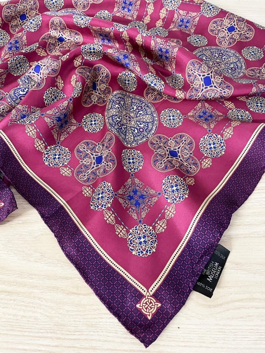 vintage british museum silk hand - rolled edge medallion scarf - good market thrift store