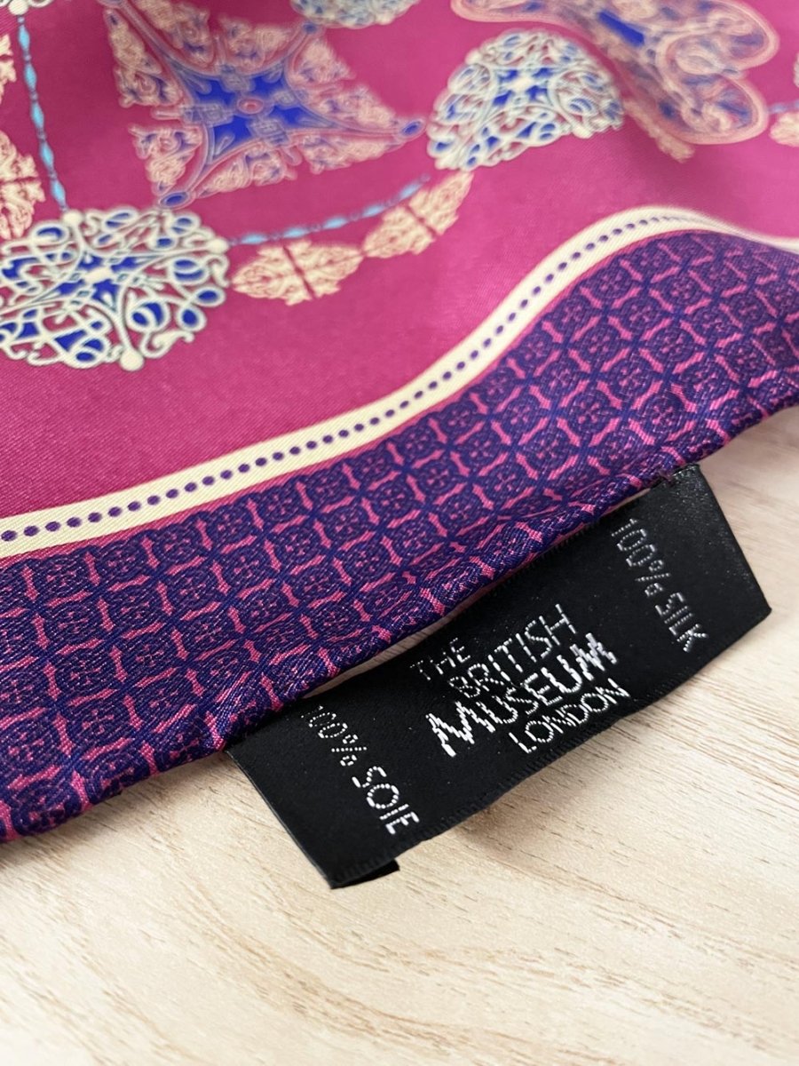 vintage british museum silk hand - rolled edge medallion scarf - good market thrift store