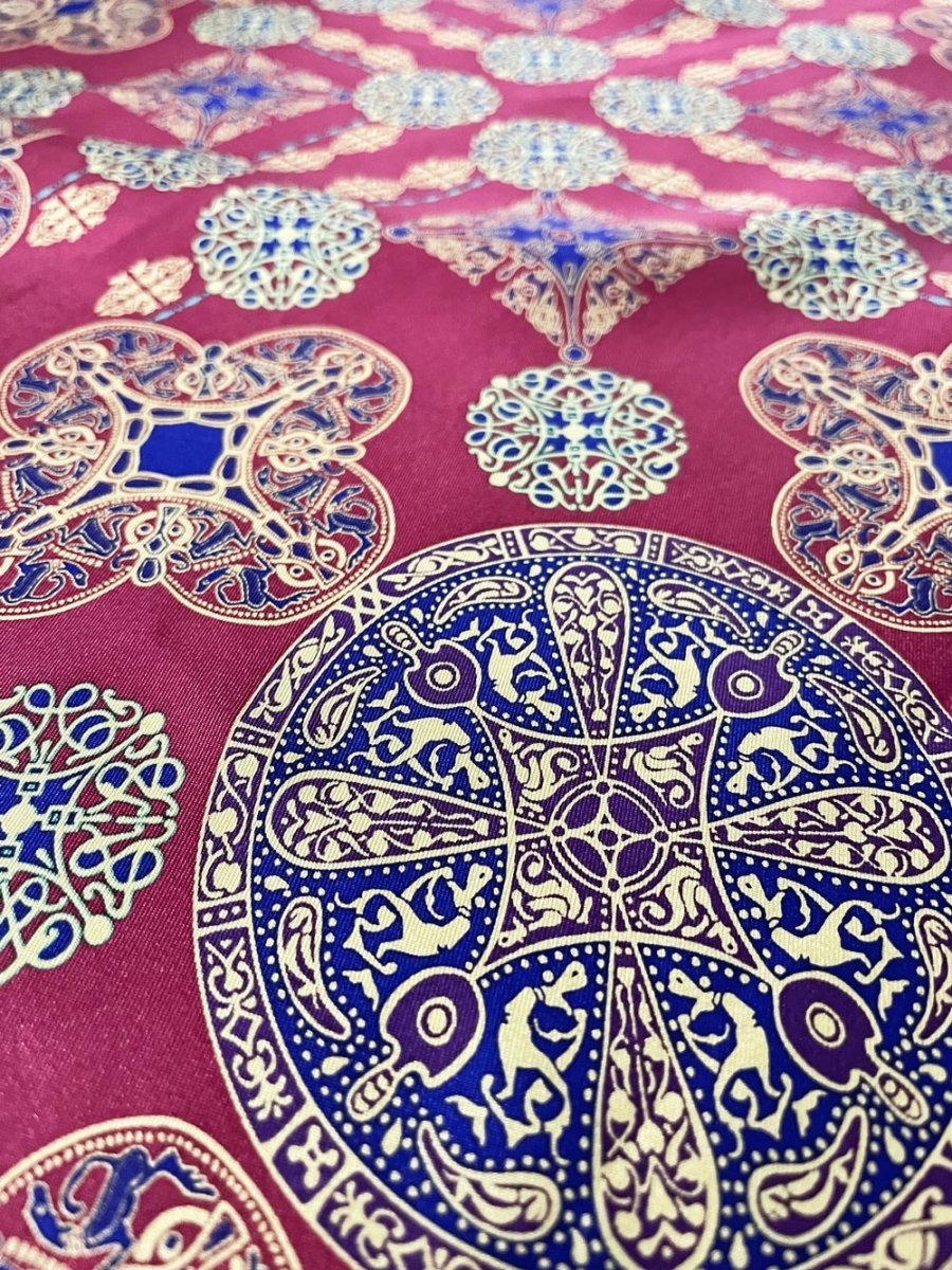 vintage british museum silk hand - rolled edge medallion scarf - good market thrift store