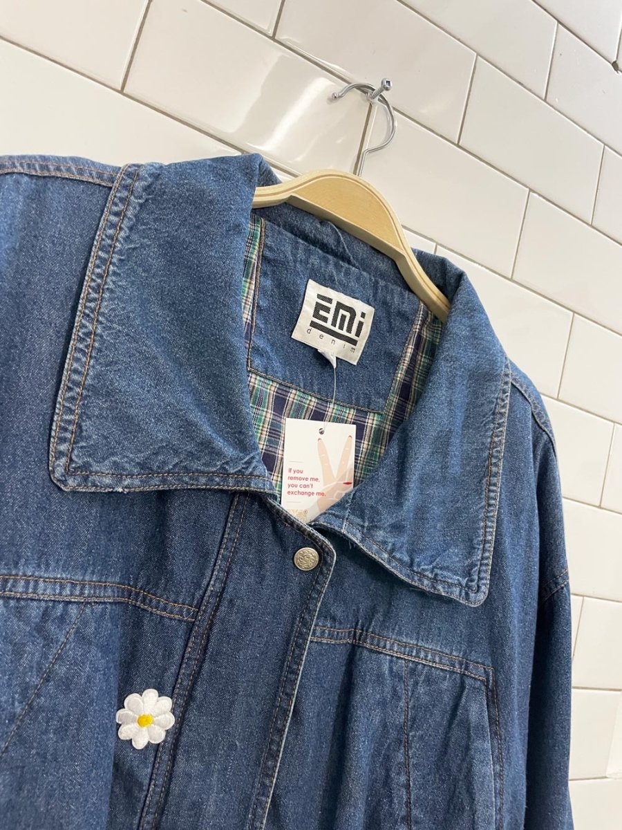 vintage 90s EMI drawstring denim jacket - good market thrift store