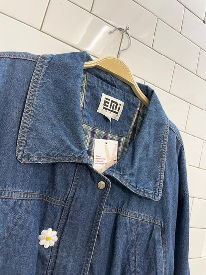 vintage 90s EMI drawstring denim jacket - good market thrift store