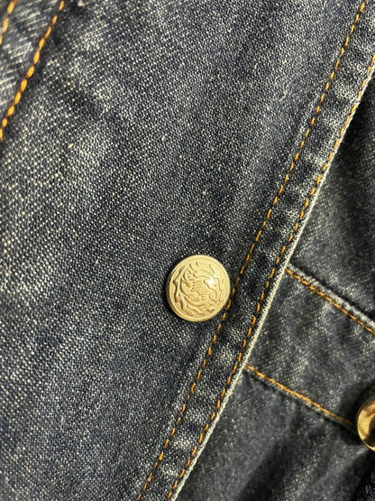 vintage 90s EMI drawstring denim jacket - good market thrift store