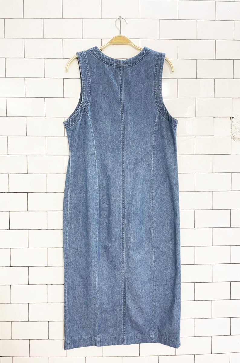 vintage 00s eddie bauer full button sleeveless denim maxi dress - good market thrift store