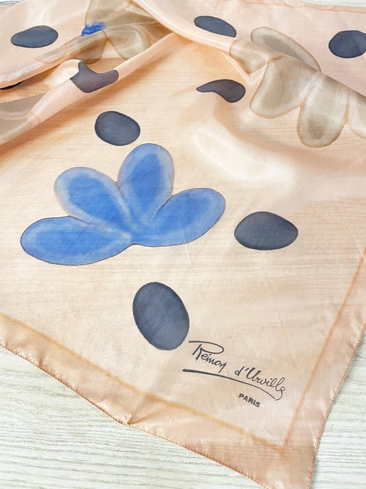 vintage remoy d'urville silk chiffon hand - painted scarf - good market thrift store