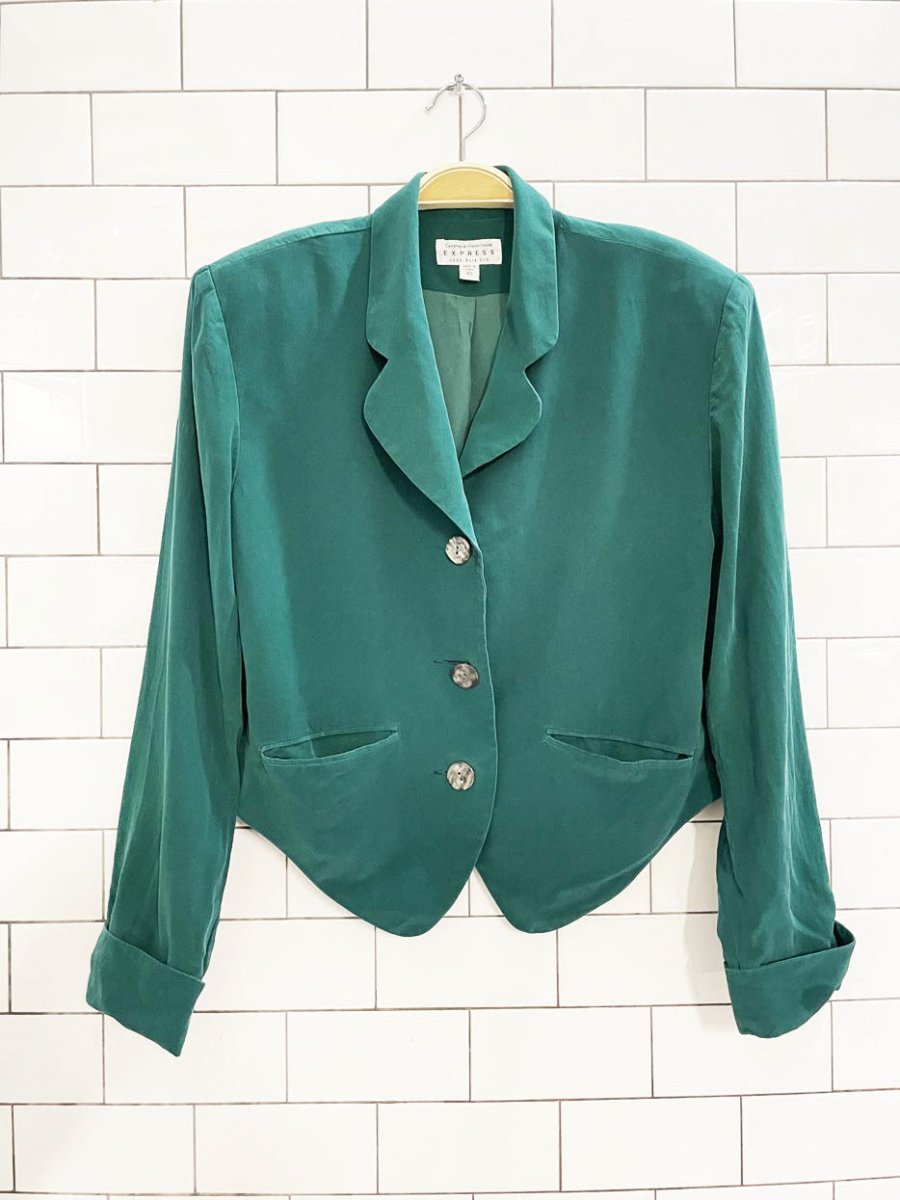 vintage 80s express 100% silk short blazer | compagnie internationale - good market thrift store