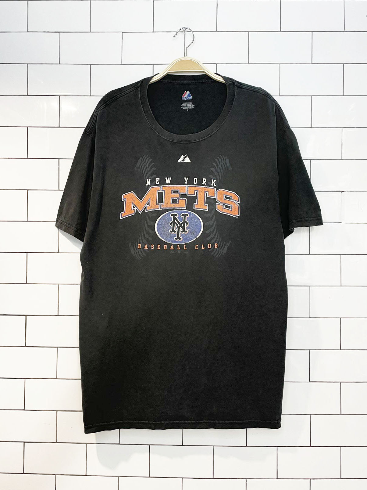 vintage 00s majestic new york mets baseball tee