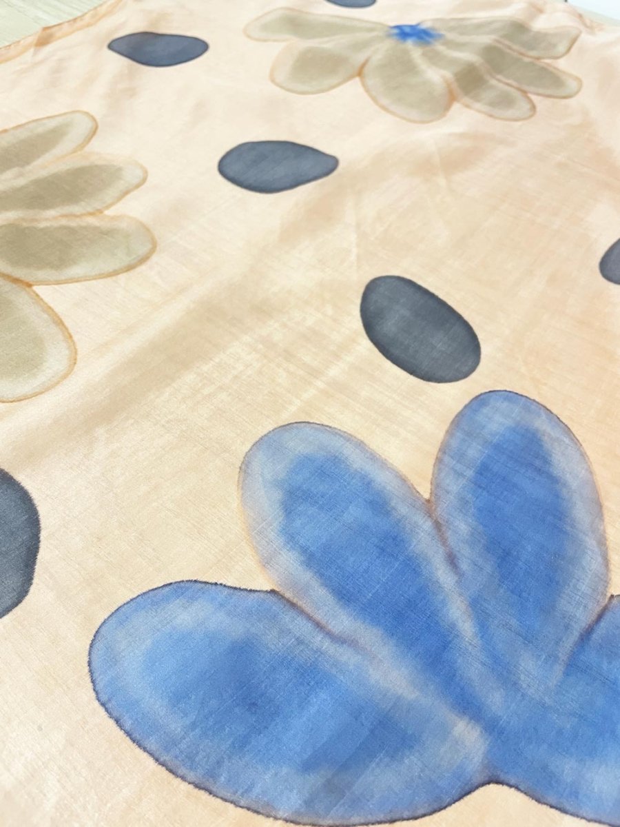 vintage remoy d'urville silk chiffon hand - painted scarf - good market thrift store