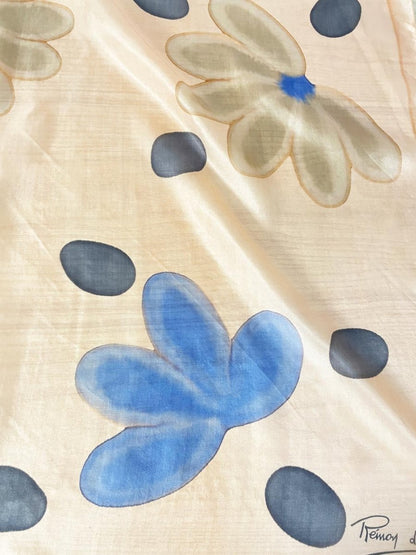 vintage remoy d'urville silk chiffon hand - painted scarf - good market thrift store