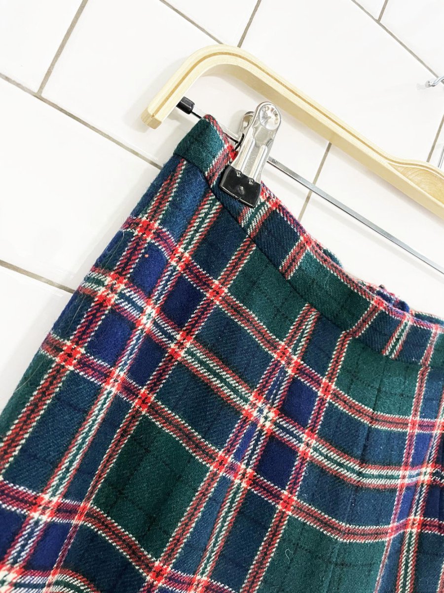 vintage 80s pendleton wool tartan wide leg flat front trousers - good market thrift store