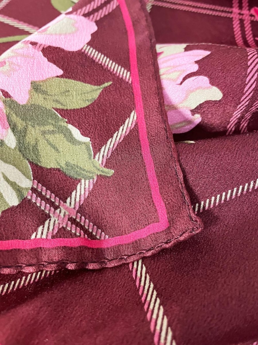 vintage jones new york silk hand - rolled edge rose scarf - good market thrift store