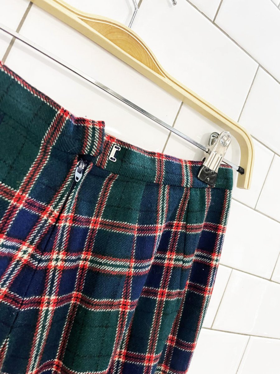 vintage 80s pendleton wool tartan wide leg flat front trousers - good market thrift store