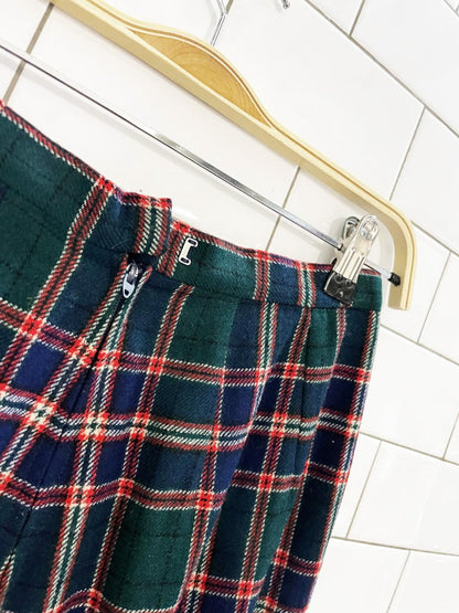 vintage 80s pendleton wool tartan wide leg flat front trousers - good market thrift store