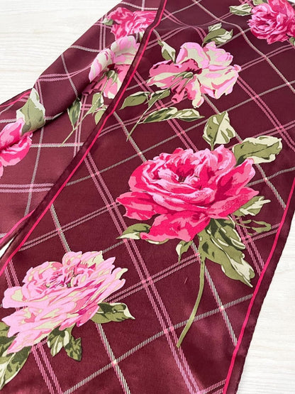 vintage jones new york silk hand - rolled edge rose scarf - good market thrift store