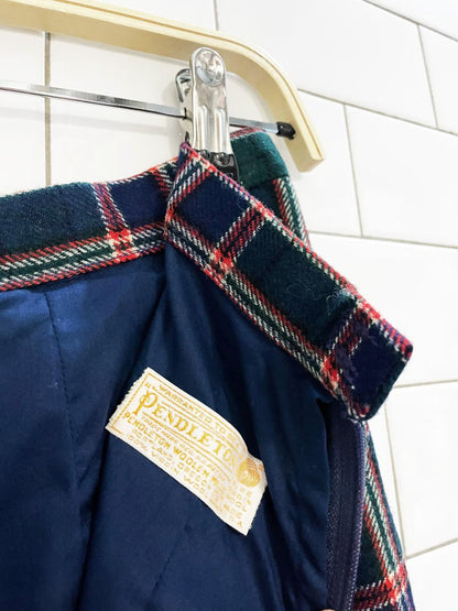 vintage 80s pendleton wool tartan wide leg flat front trousers - good market thrift store