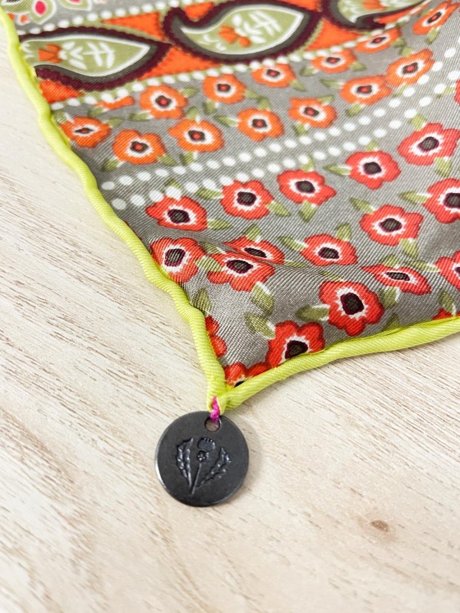 fraas silk hand - rolled edge floral paisley patchwork scarf - good market thrift store