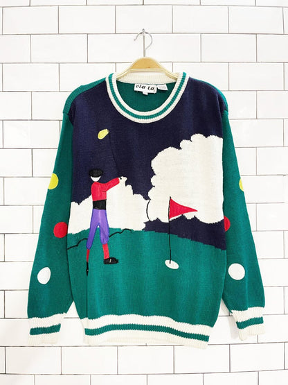 vintaeg 80s via LA ramie - cotton golf novelty sweater - good market thrift store