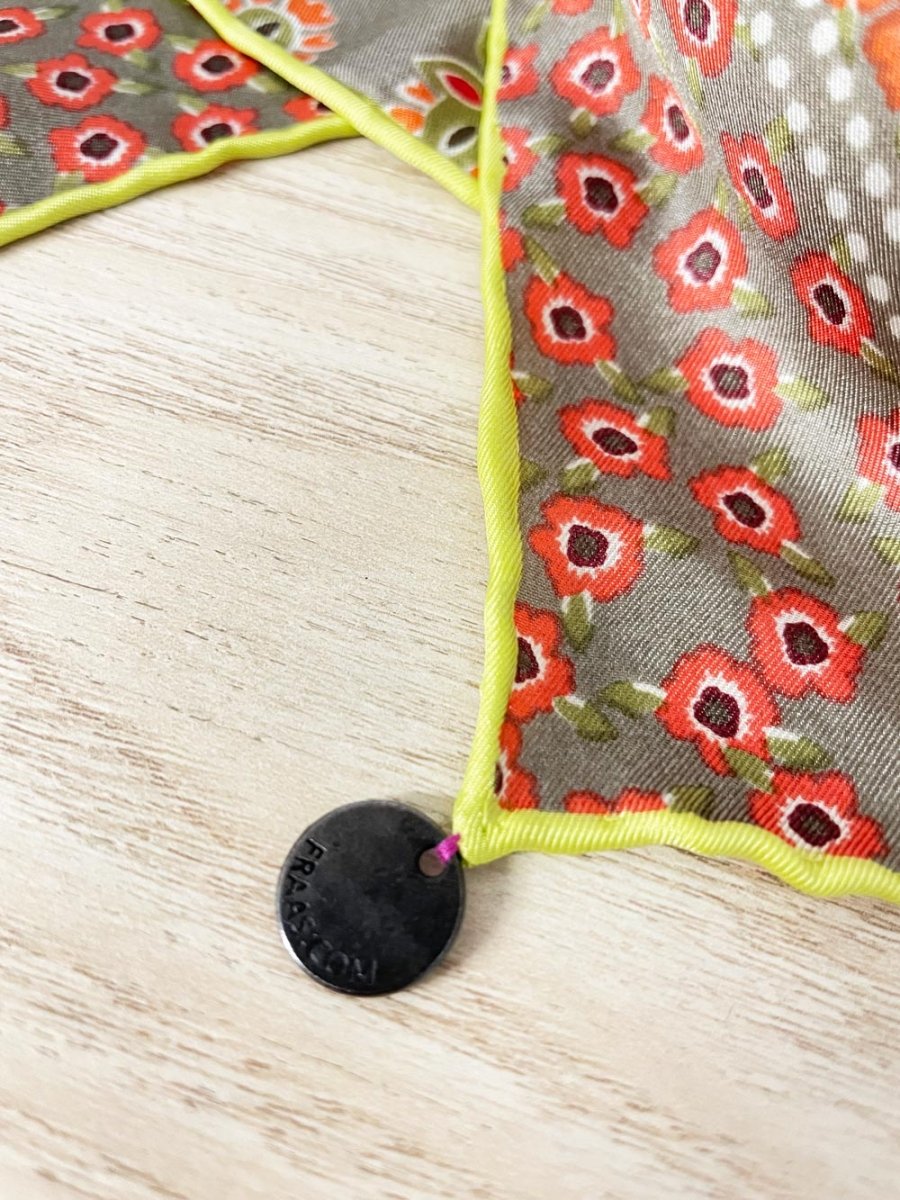 fraas silk hand - rolled edge floral paisley patchwork scarf - good market thrift store