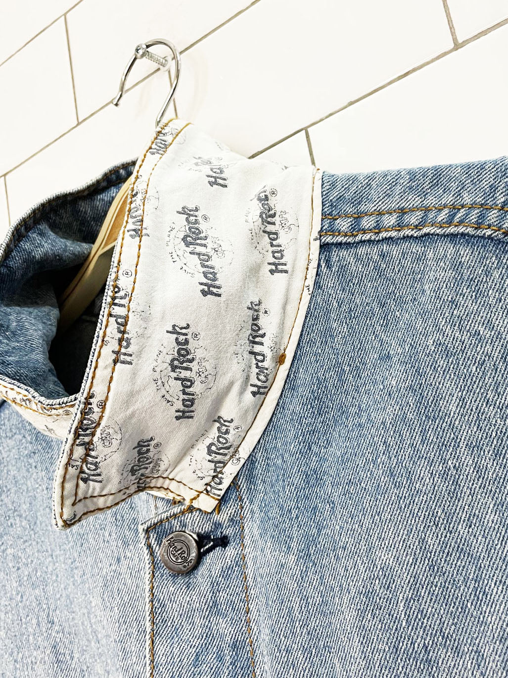 vintage 90s hard rock cafe tokyo denim trucker jacket | save the planet