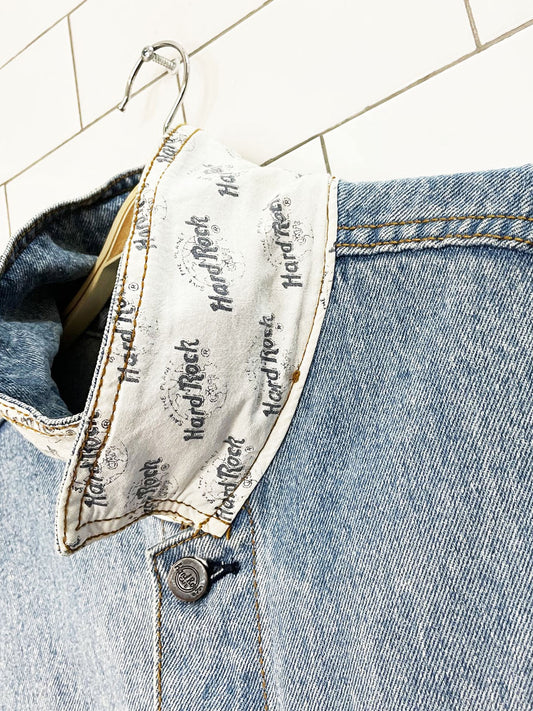 vintage 90s hard rock cafe tokyo denim trucker jacket | save the planet