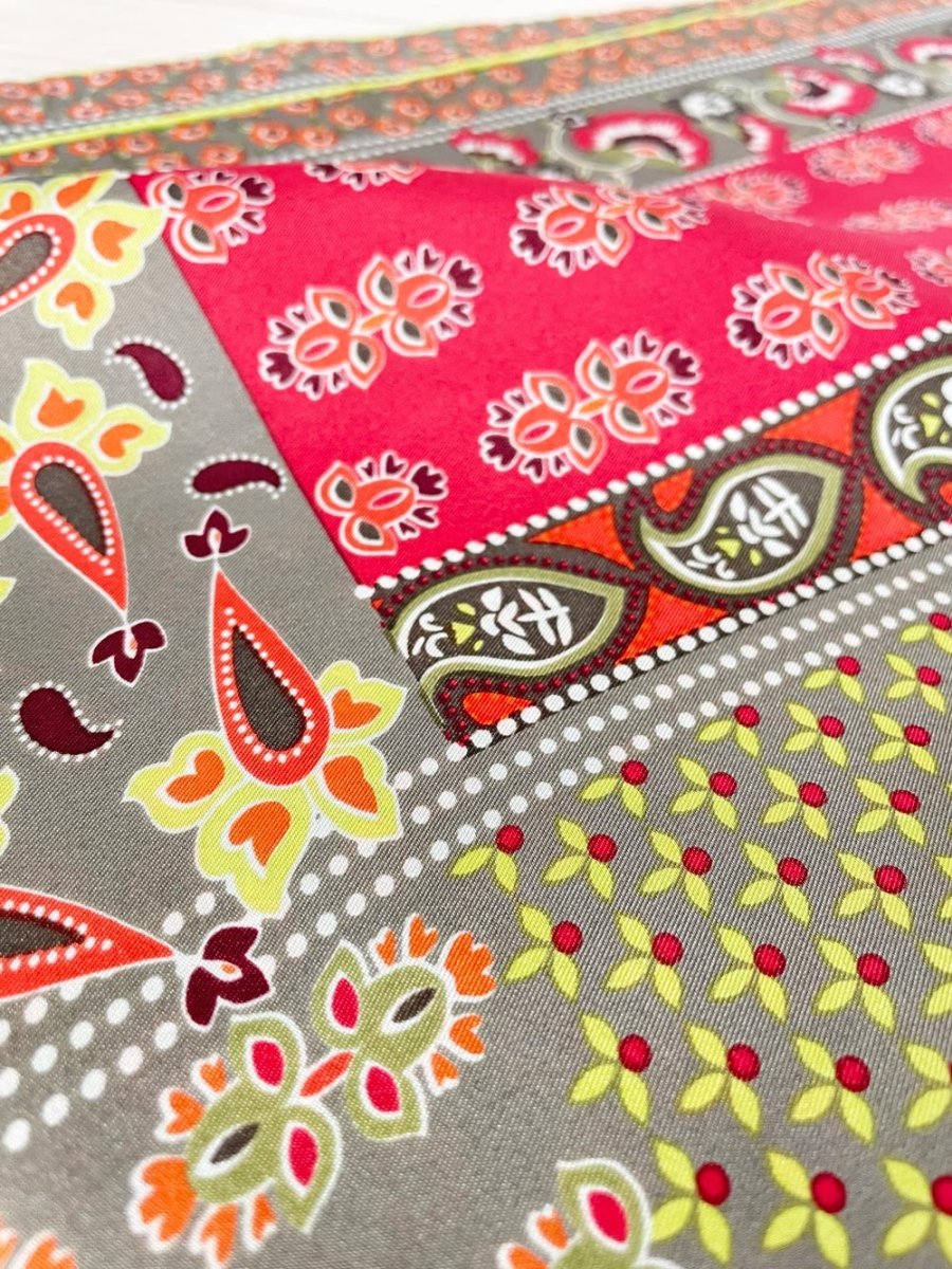 fraas silk hand - rolled edge floral paisley patchwork scarf - good market thrift store