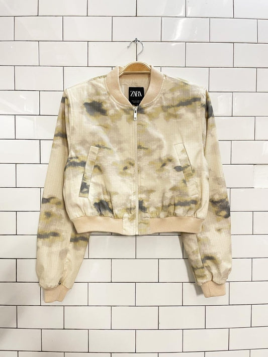 zara camo tie dye crop jacket - good market thrift store