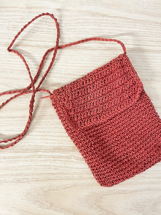 vintage straw crochet crossbody bag - good market thrift store