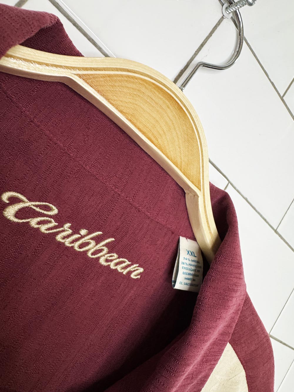 nwt caribbean colour block full button cabana shirt