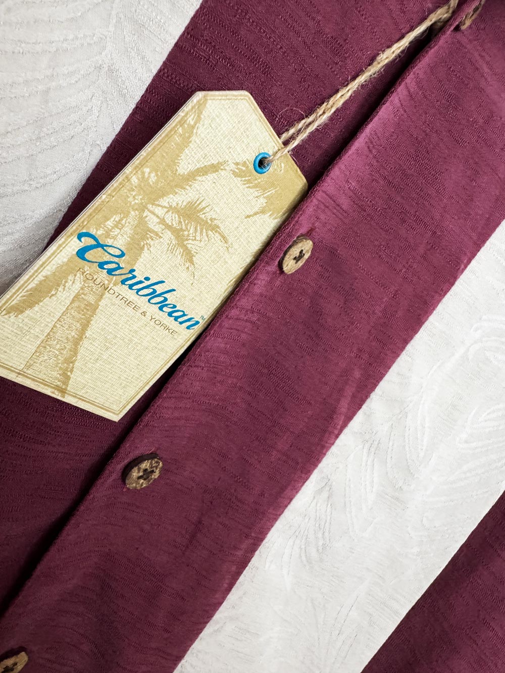 nwt caribbean colour block full button cabana shirt