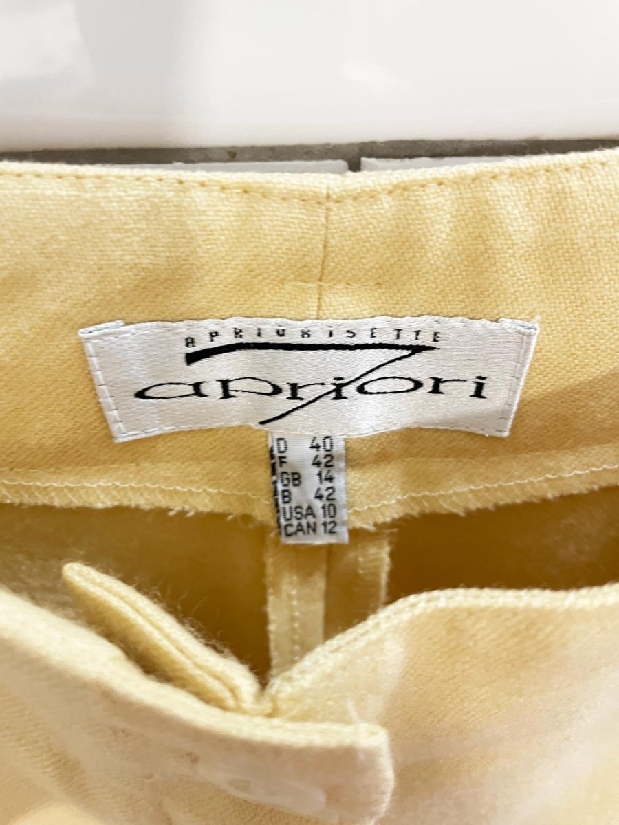 vintage apriori 100% wool slit hem high rise trouser | butter yellow - good market thrift store