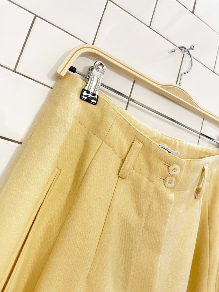 vintage apriori 100% wool slit hem high rise trouser | butter yellow - good market thrift store