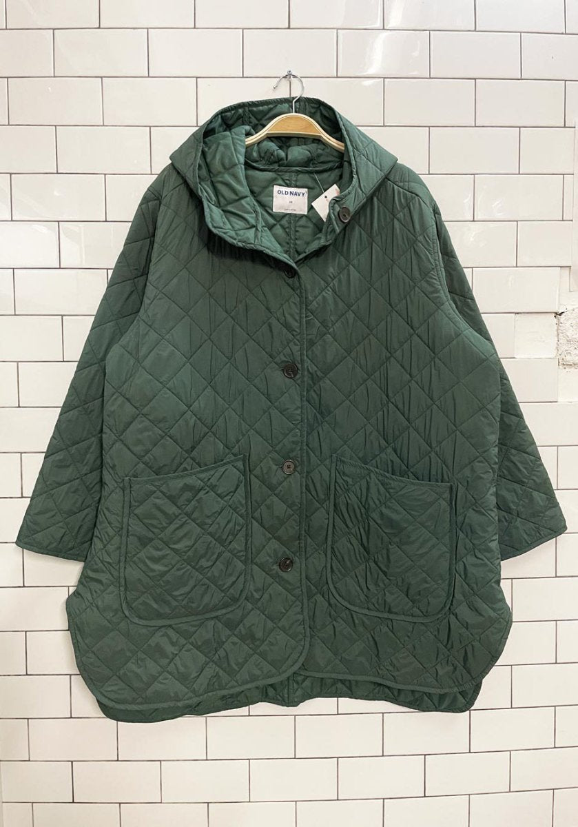 old navy diamond quilted hooded liner coat - good market thrift store